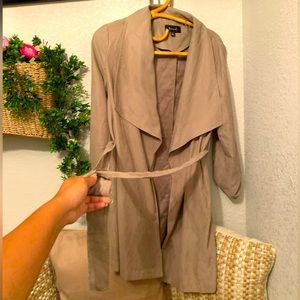 Beceel womens light coat, soft fabric, taupe size M